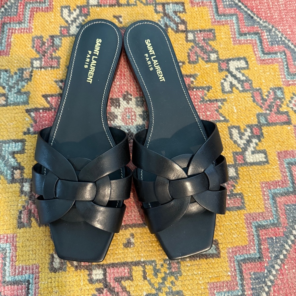 Saint Lauren Nu Pieds Tribue Flat Slide Sandal EU40